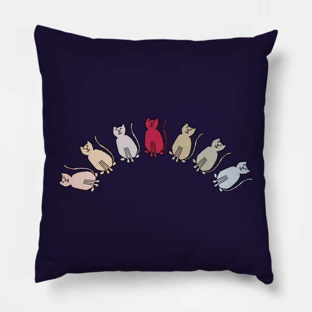 Magentaverse Cats Rainbow Animals Pillow by ellenhenryart