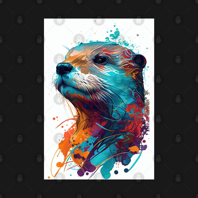 Pop Art Otter In Vibrant Colors - A Fun and Whimsical Colorful Otter by Whimsical Animals