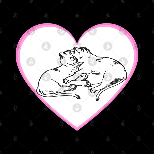 Valentines Day Cat Couple Heart by Caring is Cool