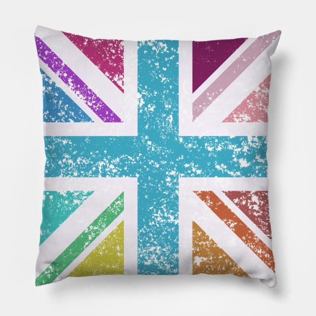Distressed Sq Union Flag Multicol Pillow by NataliePaskell