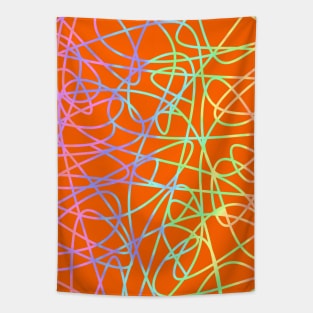 Orange With Color Scribbles Tapestry