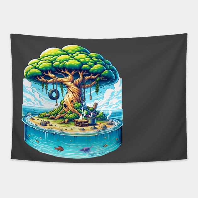 Tree of Knowledge: Ohara's Oasis in One Piece Tapestry by Doming_Designs