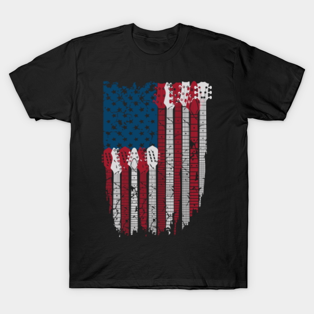 American Flag Guitar Musician Vintage - Guitar - T-Shirt