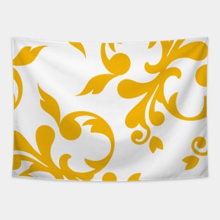 Mustard Yellow Abstract Victorian Flower Pattern Tapestry