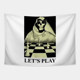 Skull chess master halloween Tapestry