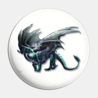 Feathered Teal Dragon Pin