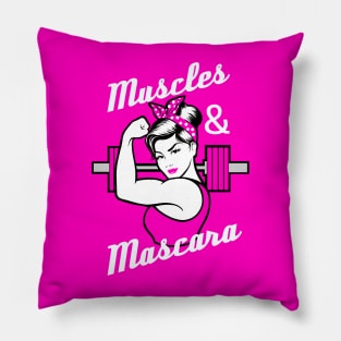 Muscles and Mascara barbell girl Pillow