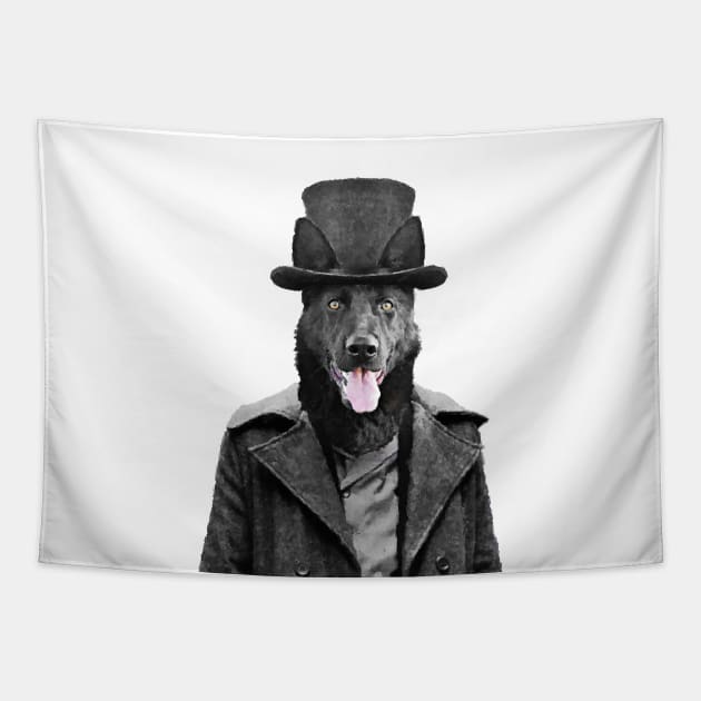Goth Black Dog Tapestry by DarkMaskedCats
