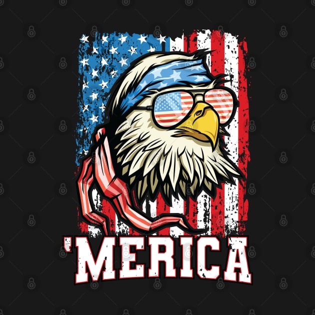 4th of July Bald Eagle USA Flag Patriotic Merica by Pennelli Studio