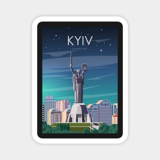 Kyiv Kiev Ukraine Motherland Monument Vintage Minimal European City Travel Poster Magnet