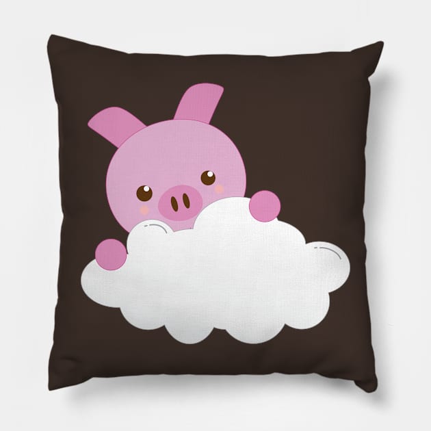 Cut Baby Pig on a Cloud Pillow by Zennic Designs