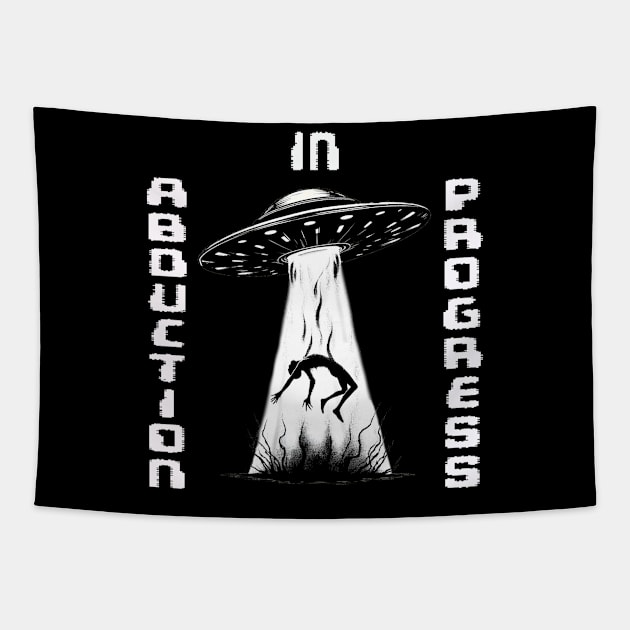 Alien UFO Abduction Silhouette Tapestry by MetalByte