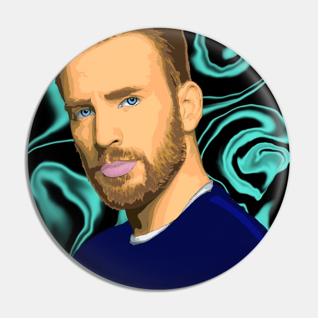 Chris Evans Pop Art Portrait Pin by NibsonMother