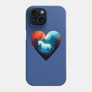 Colourful Horse In a Heart Shape in an abstract style Phone Case