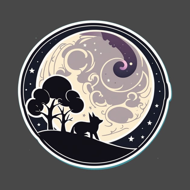 Magical fox and moon dark silhouette design by Edgi