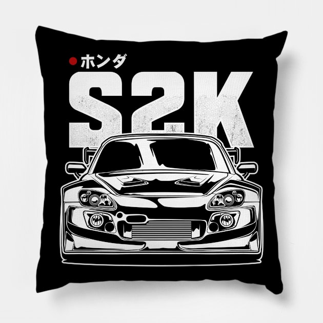 S2000 AP2 Spoon Sports (White Print) Pillow by idrdesign