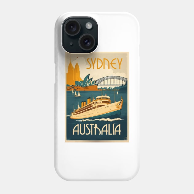 Sydney Australia Vintage Travel Art Poster Phone Case by OldTravelArt