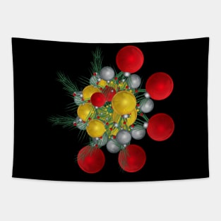 Merry Christmas tree with Christmas baubls ornaments Tapestry