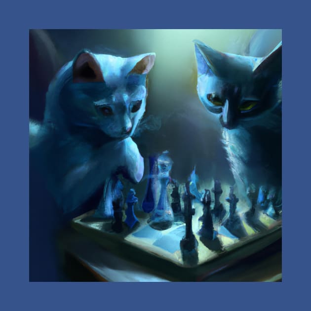 Two Blue Cats Attempt to Figure Out the Rules of Chess by Star Scrunch