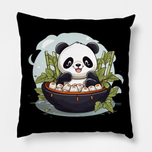 Panda Food Passion: Cuddly Charm Ramen Panda Feast Mode: Culinary Cuteness Pillow