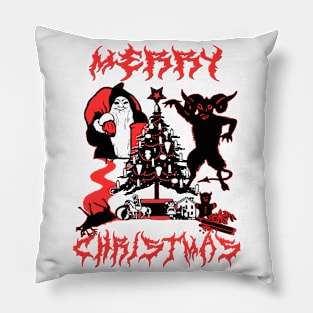 Evil Christmas Retro Goth Metal Font Pillow