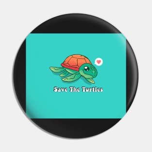 Save The Turtles Cute Sea Life Turtle Animal Social Distancing FaceMask Pin