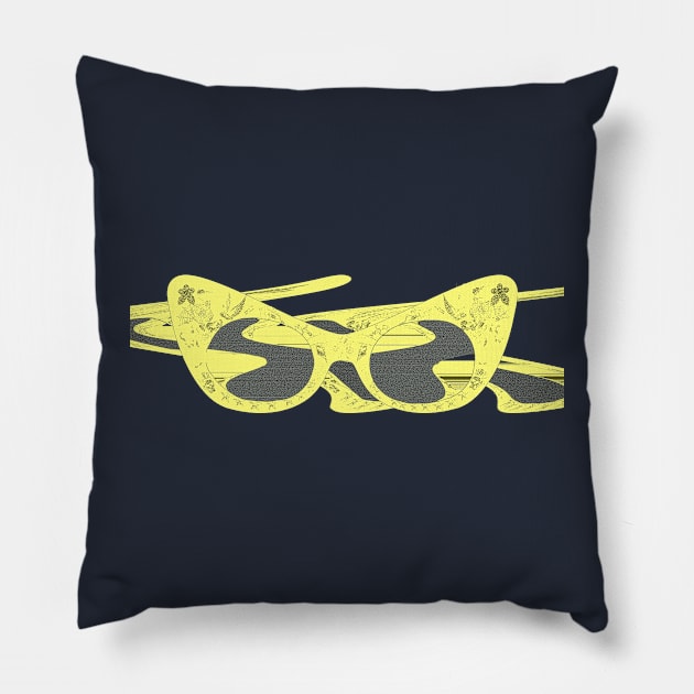 Yellow Swirl glasses art Pillow by Dead but Adorable by Nonsense and Relish