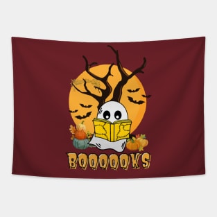 Cute Booooks Ghost Read More Books Funny Teacher Halloween Tapestry