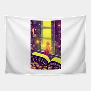 Reading Tea Time by the Window Vintage | Go Outside Tapestry