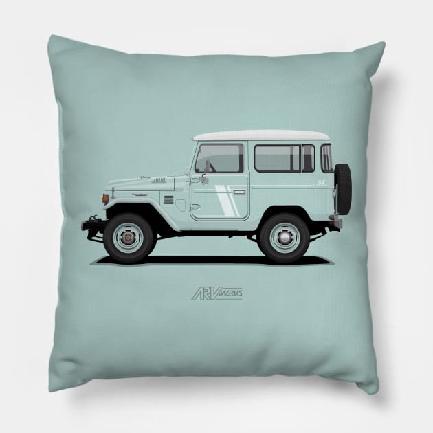 Land Cruiser FJ40 HardTop Blue Pillow by ARVwerks