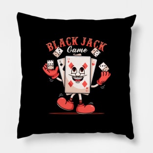 Black jake game, Poker card mascot character playing dice Pillow