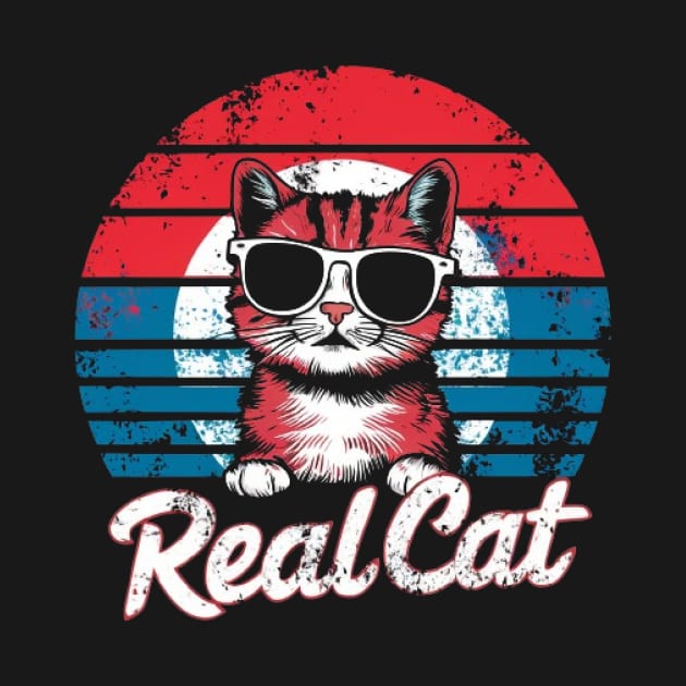 Real Cat Funny Vintage Retro Cat t-shirt for women & Men Cat by ARTA-ARTS-DESIGNS