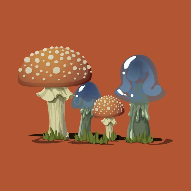 The Two Couple Mushrooms by LineXpressions