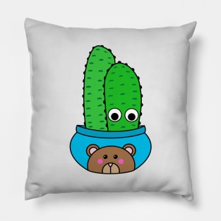 Cute Cactus Design #217: Cacti In Bear Pot Pillow