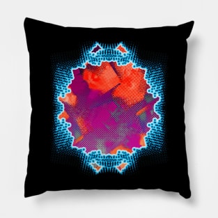 Electrifying Neon Glitch - Abstract Pop Art Pillow