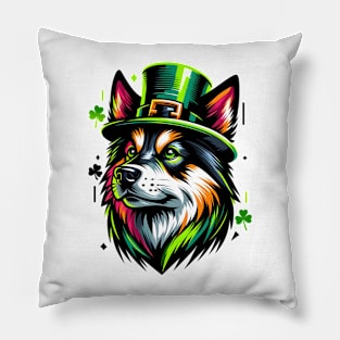 Norwegian Buhund Embraces St Patrick's Day Spirit Pillow