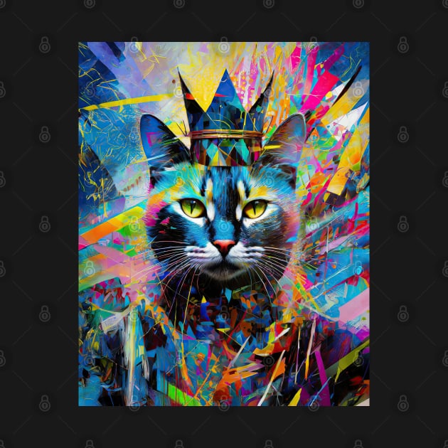 Quantum Queen: Feline Sovereignty in Abstract by KittyKanvas Creations