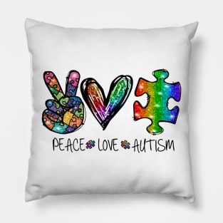 Peace Love Autism Awareness Pillow