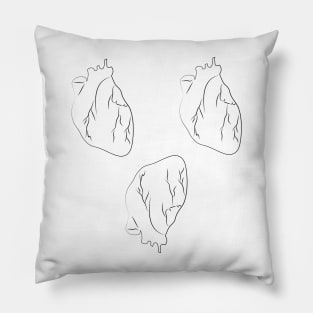 Black and white Anatomical Heart Pattern Pillow