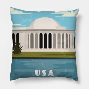 Washington, USA. Retro travel poster Pillow