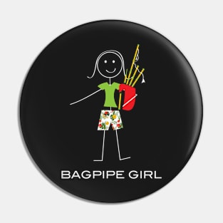 Funny Womens Bagpipe Girl Pin