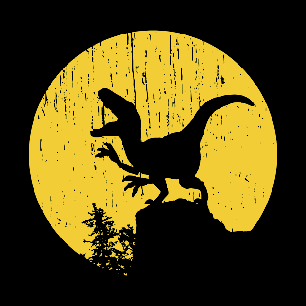 Funny Halloween Dinosaur Moon Silhouette Velociraptor by focodesigns