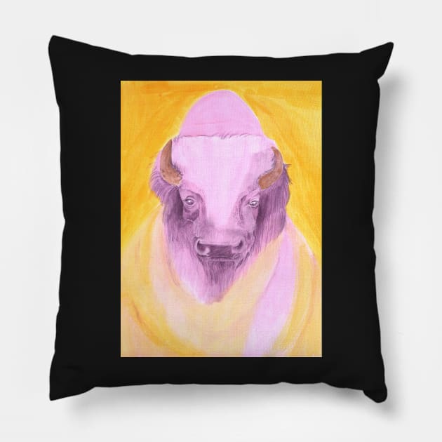 Pink Bison Pillow by troman479