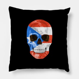 Puerto Rico Flag Skull - Gift for Puerto Rican With Roots From Puerto Rico Pillow