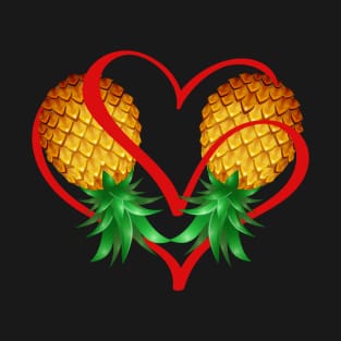 Couple Swinger Upside Down Pineapple with Heart T-Shirt