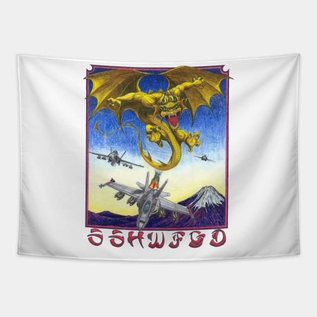 Dragon and Hornets Tapestry by Spacestuffplus