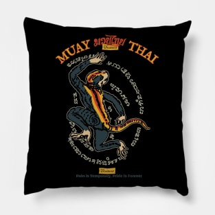 Muay Thai Monkey Tattoo Pain is Temporary, Pride is Forever Pillow