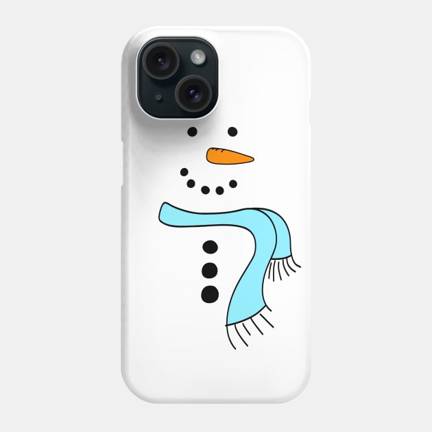 Cute Doodle Snowman with Bright Blue Scarf, made by EndlessEmporium Phone Case by EndlessEmporium