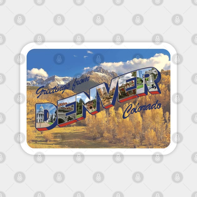 Denver Colorado Vintage Greeting Card Magnet by antarte