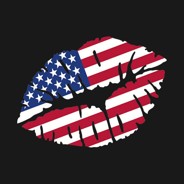 USA flag kiss by Designzz